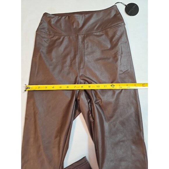 Offline By Aerie Real Luxe Faux Leather Leggings Brown Size M New - Picture 9 of 14